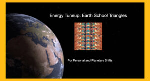 Picture of Earth in space with triangles of moving energy